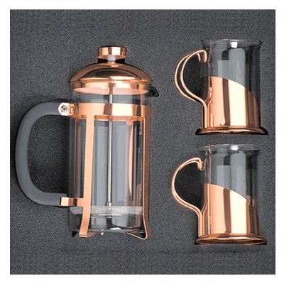 Imagen 2 de Set de Cafetera Francesa y Tazas Encobrizada M82