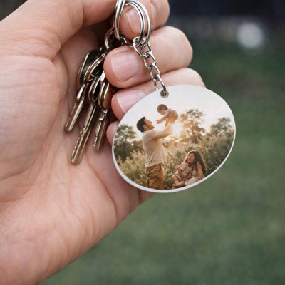 Imagen 2 de Llavero Acrílico Blanco Sublimable Ovalado NI30