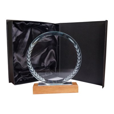 Galvano Cristal con Base de Madera BLAS 29