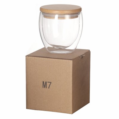 Imagen 4 de Vaso de vidrio doble pared con tapa de bamboo M7
