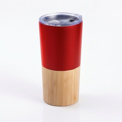 Mug Térmico Acero Inoxidable/detalles Bamboo M202
