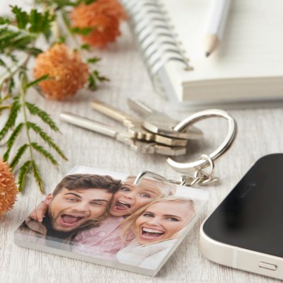 Imagen 2 de Llavero Acrílico Blanco Sublimable Cuadrado NI40