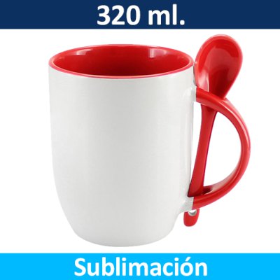 Tazón Sublimación Bicolor con Cuchara 99444